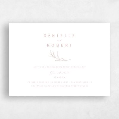 Dusty Rose, Pink Wedding Invitation - Avila Landscape Letterpress