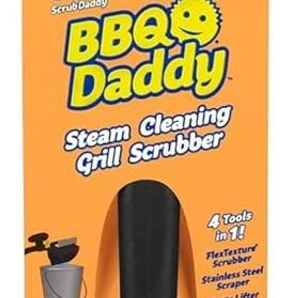 Scrub Daddy BBQ Daddy Grill Brush for Outdoor Grill - Bristle Free Grill Brush with Steel Grill Scraper + Scrub Brush - Temperature Controlled Scrubbing Power for Grill Cleaning (1 Count)