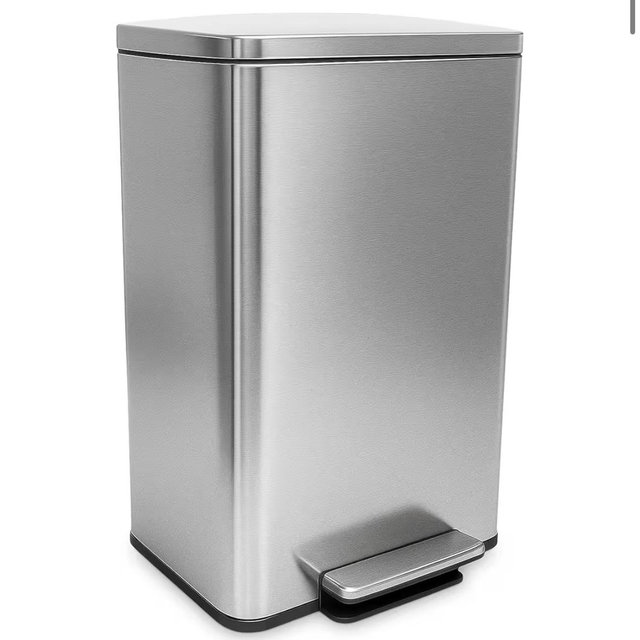 SIMPLI-MAGIC 50 Liter / 13.2 Gallon Soft-Close, Smudge Resistant Trash Can with Foot Pedal and Built in Filter- Stainless Steel, Sleek Finish