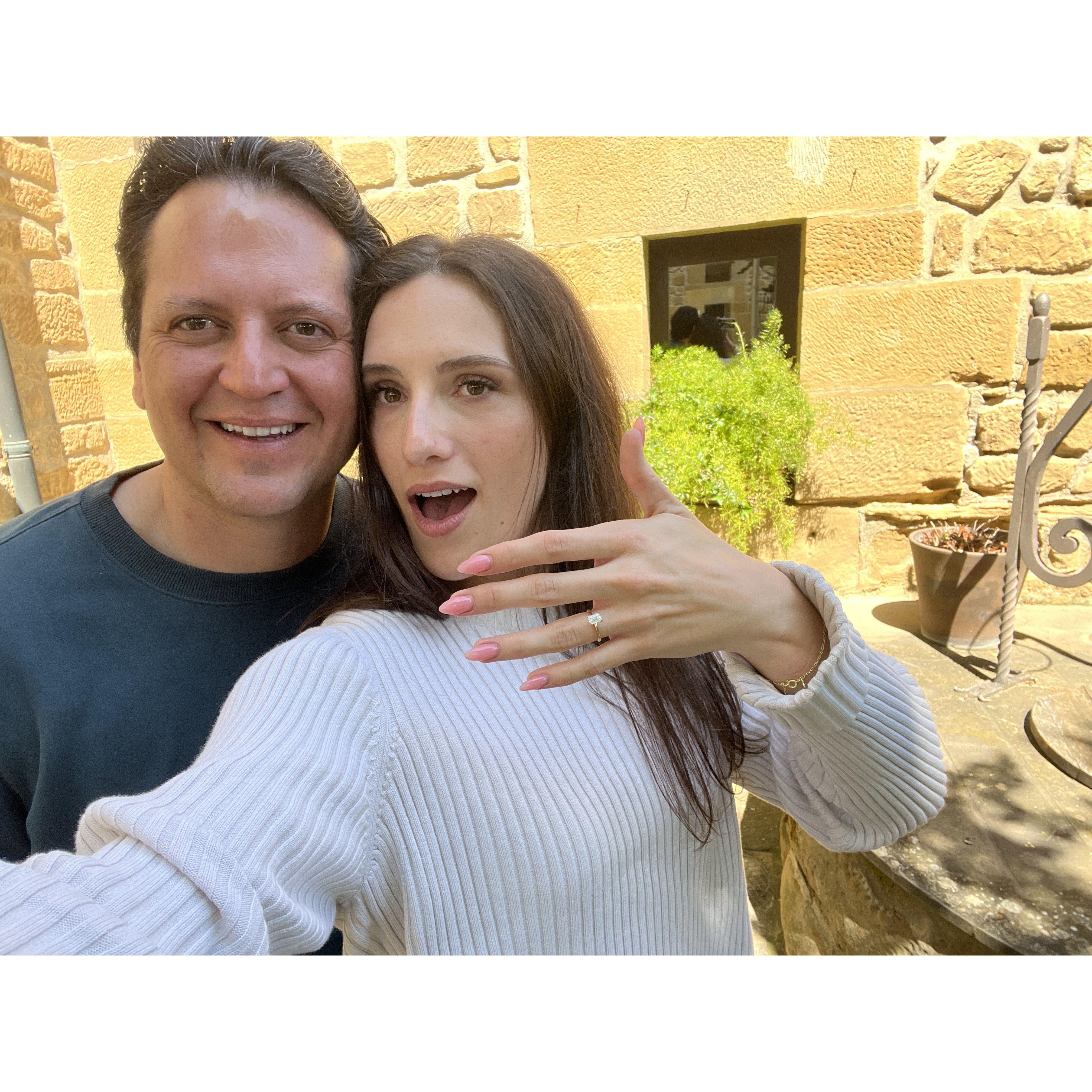 Celebrating our engagment at a winery called "Ostatu" in La Rioja | May 2025