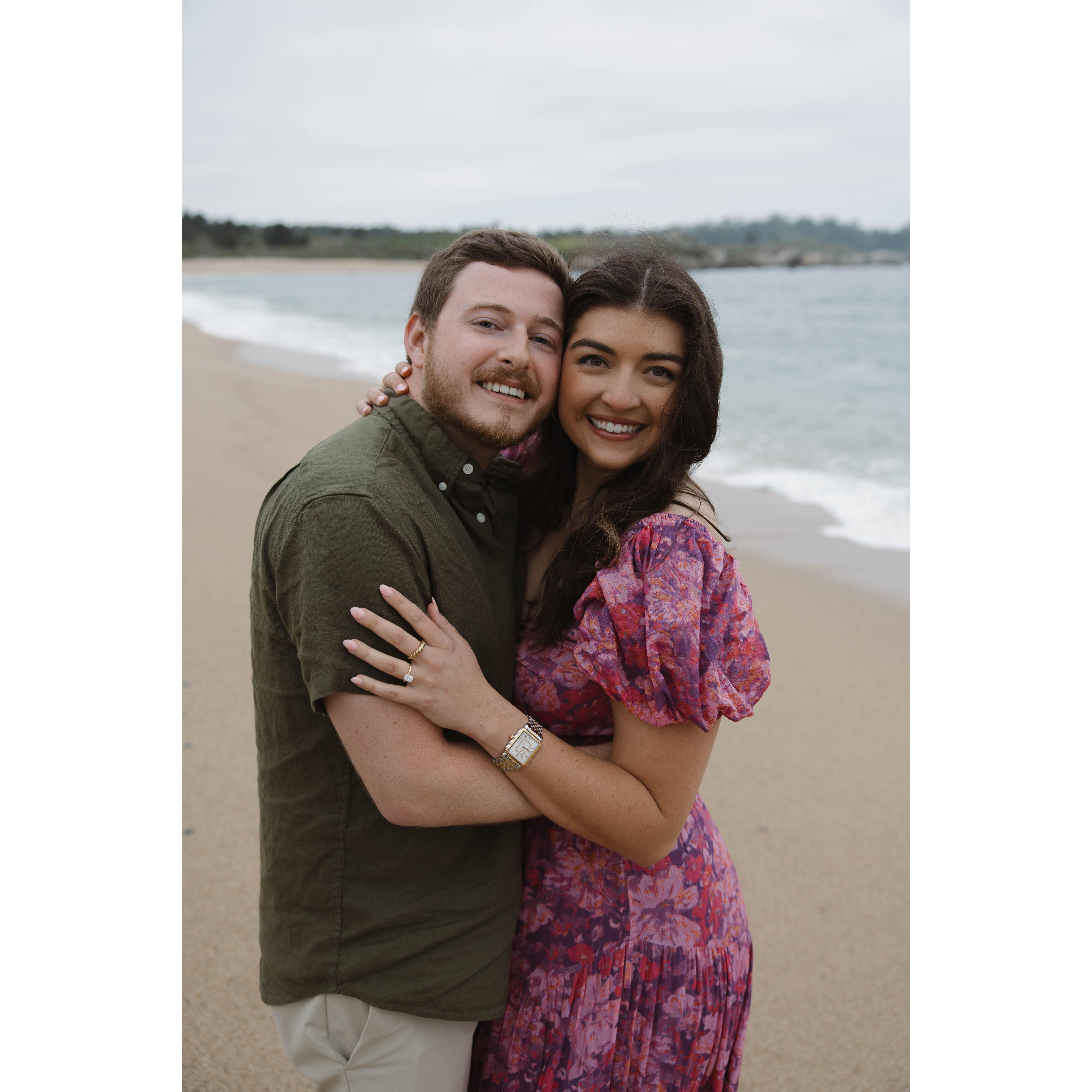 The day that we got engaged in Carmel, California! Taylor was not anticipating the proposal at all and was so shocked!