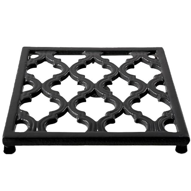 JOGREFUL Cast Iron Trivet Mats, Kitchen Pot Holders to Portect Table/Countertops, Heat Resistant Mats for Teapot/Hot Dishers/Plates, Vintage Mats with Weighted-Base, Black