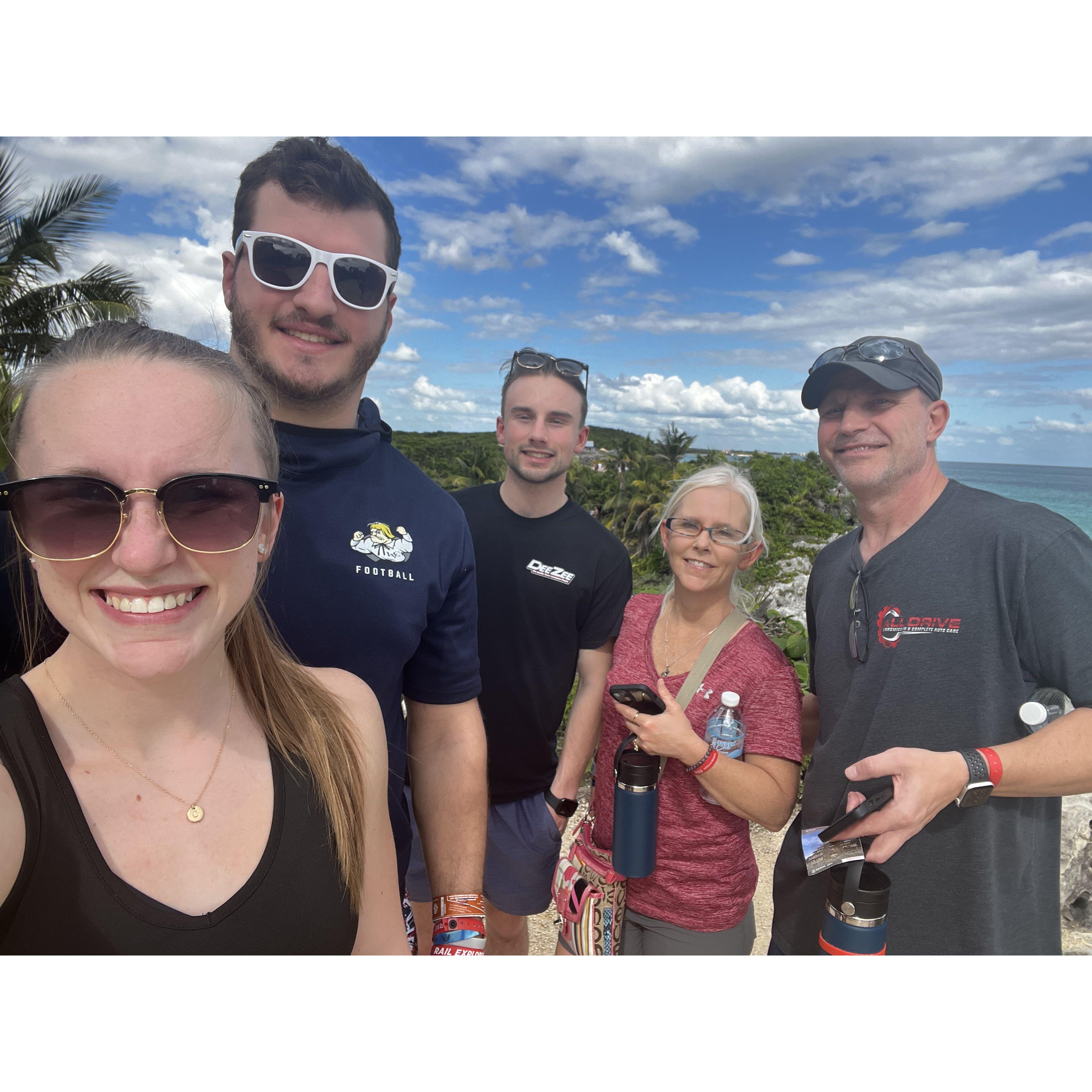 Family excursion to Mayan Ruins after a Cenotes tour in Cancun