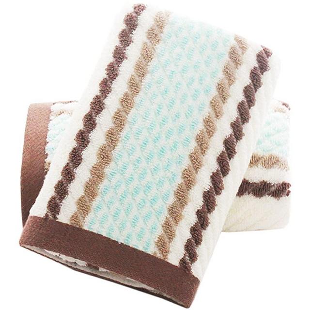 Pidada Hand Towels Set of 2 Striped Pattern 100% Cotton Super Soft Highly Absorbent Hand Towel for Bathroom 13 x 28 Inch (Brown)