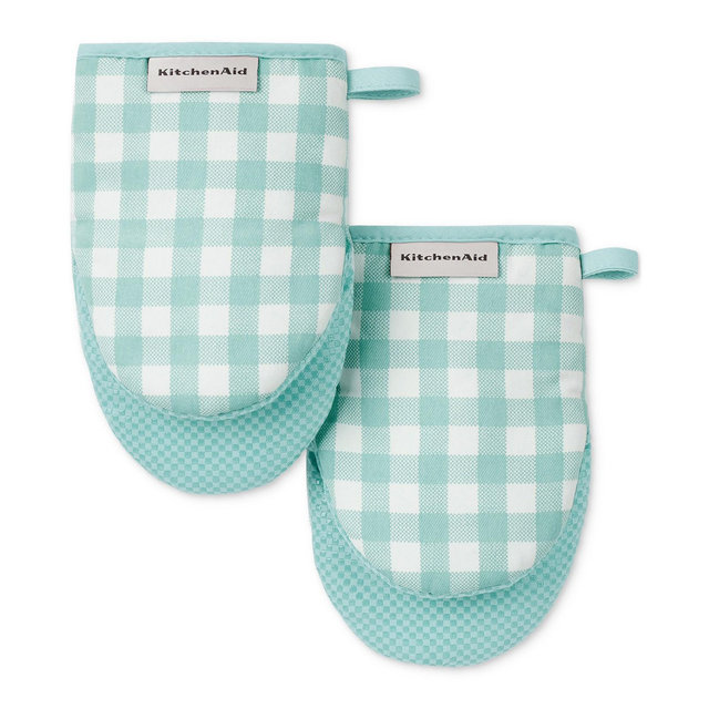 KitchenAid Gingham-Print Mini Oven Mitts, Set of 2