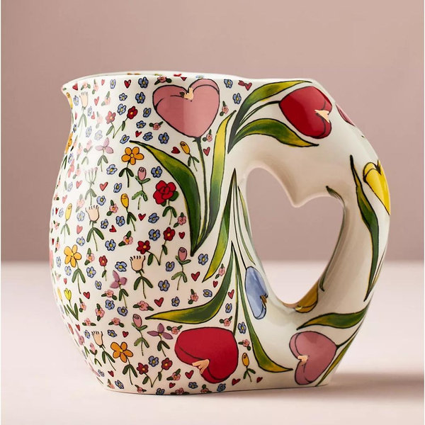 The Mud Fairy Blooming Hearts Stoneware Pitcher