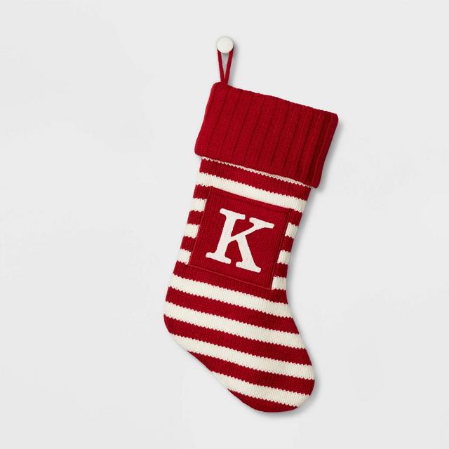 Knit Striped Monogram Christmas Stocking K - Wondershop™