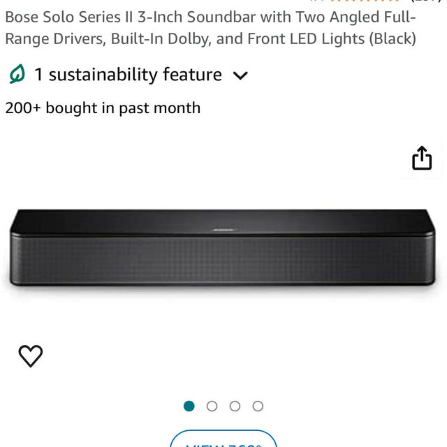 Bose Solo Series II 3-Inch Soundbar with Two Angled Full-Range Drivers, Built-In Dolby, and Front LED Lights (Black)