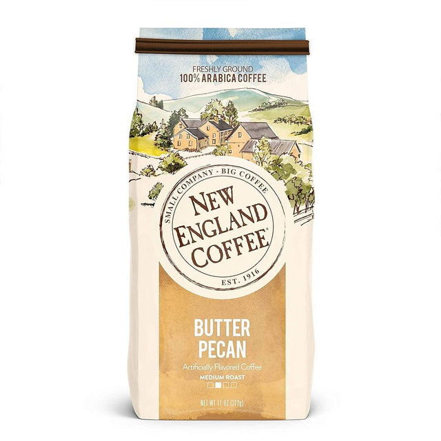 New England Coffee Butter Pecan Medium Roast Ground Coffee, 11oz Bag (Pack of 1)
