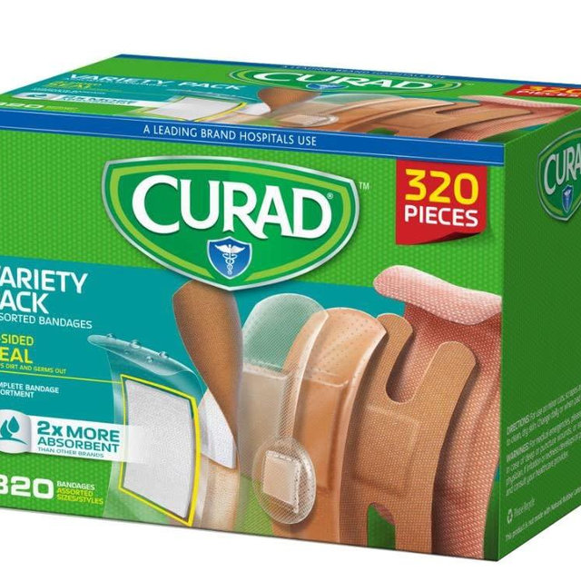 Curad Bulk Variety Pack Assorted Bandages, Flex-Fabric, Waterproof, Plastic, Knuckle, Heavy Duty Bandages (320Count)