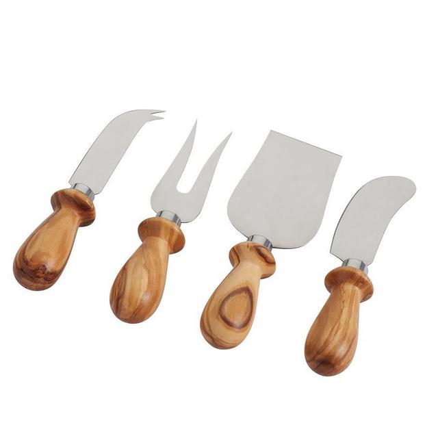 Olive Wood Cheese Knives, Set of 4