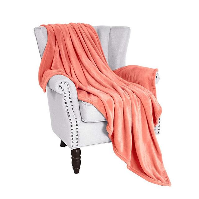 Exclusivo Mezcla Large Flannel Fleece Velvet Plush Throw Blanket – 50" x 70" (Coral)