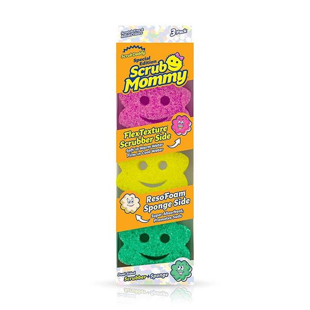 Scrub Daddy Scrub Mommy Power Flower Dual-Sided Scrubber and Sponge - Scratch Free & Resists Odors - 3 Count 1 ea
