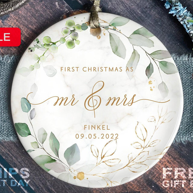 Mr and Mrs Christmas Ornament - First...