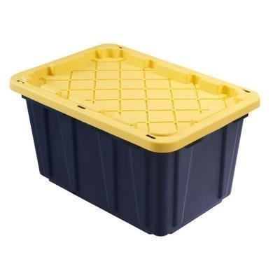 Tough Polypropylene Plastic 27 Gal. Storage Tote in Black