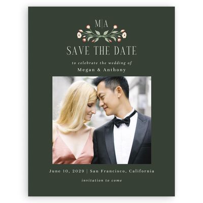 Deep Forest, Green Wedding Digital Save the Date - Feuille Photo