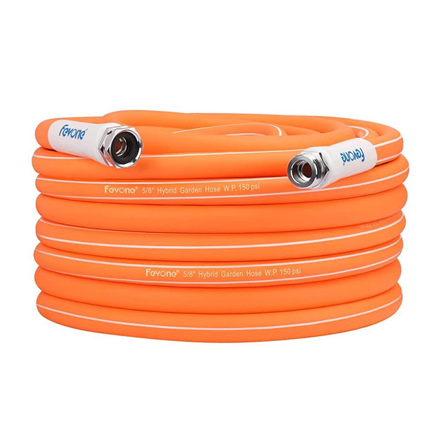 Fevone Garden Hose 75 ft, Drinking Water Safe, Flexible and Lightweight - Kink Free, Easy to Coil, 3/4" Solid Aluminum Fittings - No Leak, 5/8" ID, Heavy Duty Water Hose