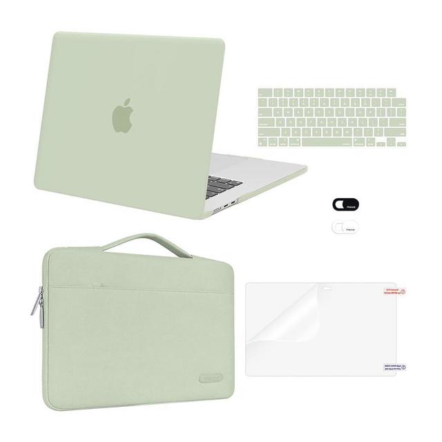 MOSISO Compatible with MacBook Air 15 inch Case 2025 2024 2023 Release M4 A3241 M3 A3114 M2 A2941, Plastic Hard Shell&Carrying Sleeve Bag&Keyboard Cover&Webcam Cover&Screen Protector, Sage Green
