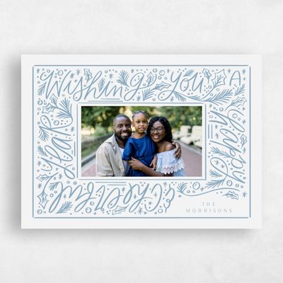 Dusty Blue Holiday Card - New Year Cheer