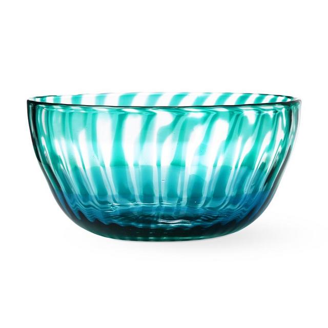 Glass Striped Salad Bowl, 11"