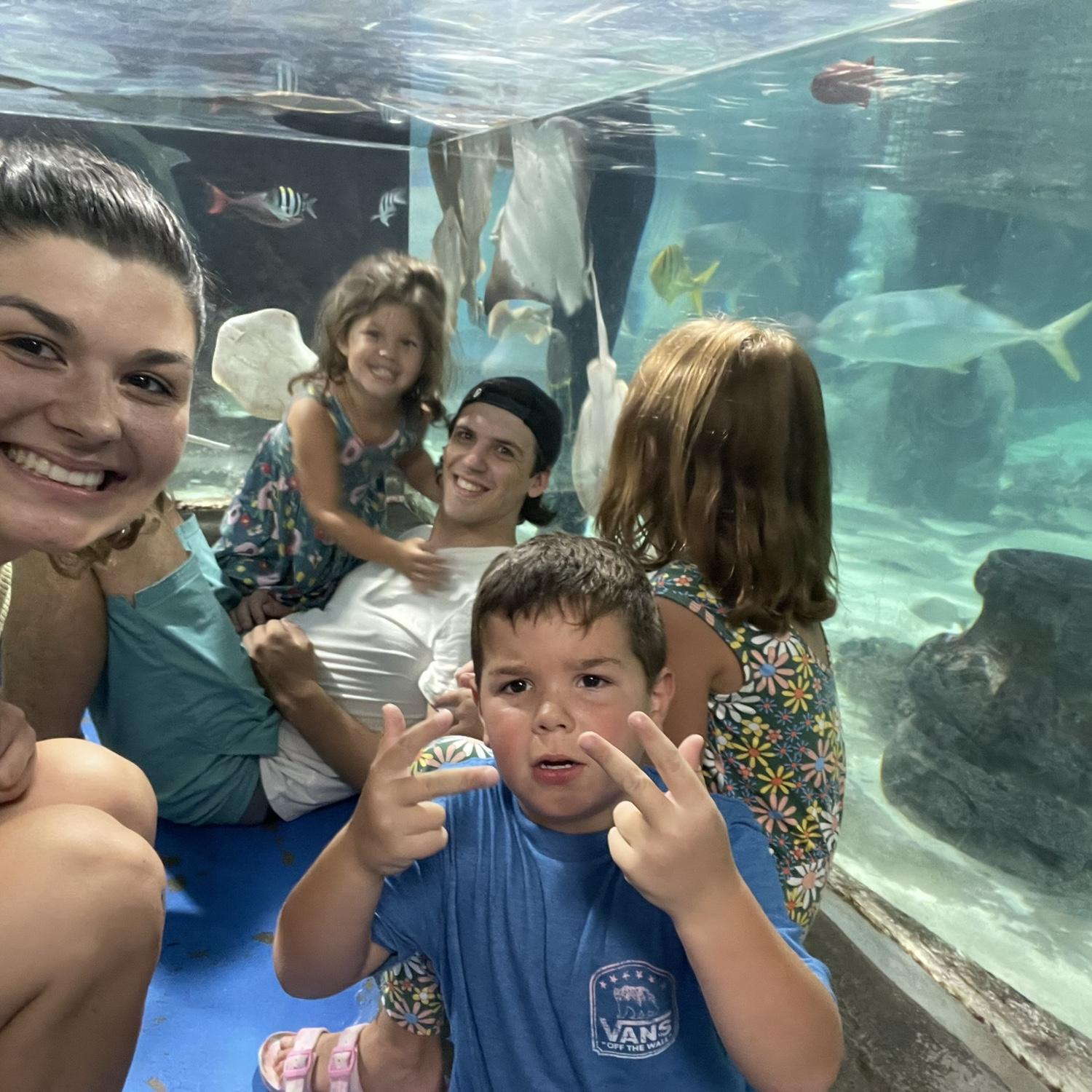 Visiting the aquarium with the Gunsauls kids.