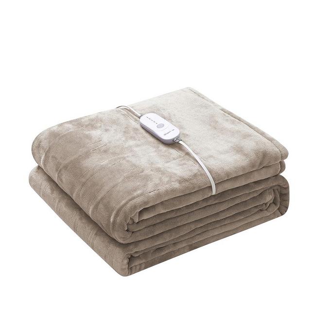 Wapaneus Electric Blanket 62”x84” Flannel Heated Blanket Twin Size with 5 Heating Settings 10 Hours Auto-Off, Fast-Heating, ETL Listed, Machine Washable, Mushroom