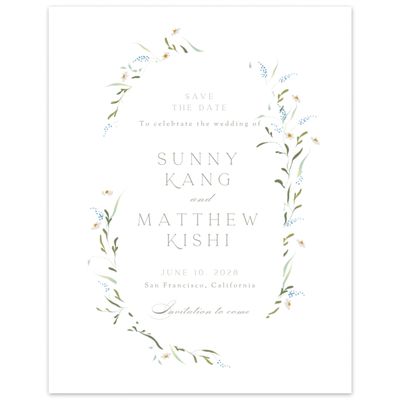 White Floral Wedding Digital Save the Date - Pero Portrait
