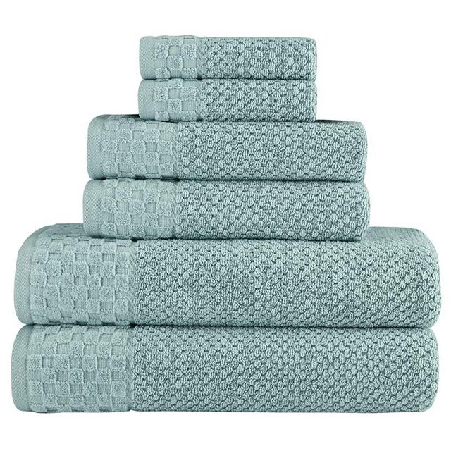 Classic Turkish Towels Luxury 6 Piece Cotton Bath Towel Set - Jacquard Woven Soft Textured Seagrass Towels Made with 100% Turkish Cotton
