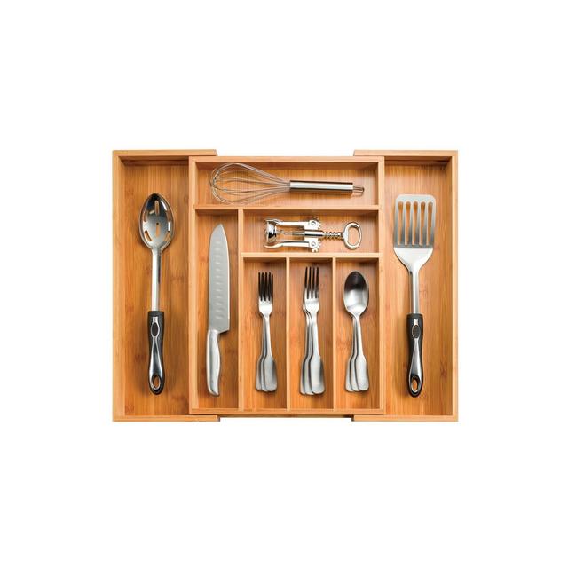 Bambusi Expandable Kitchen Drawer Organizer - 8 Compartment Utensil Cutlery Tray