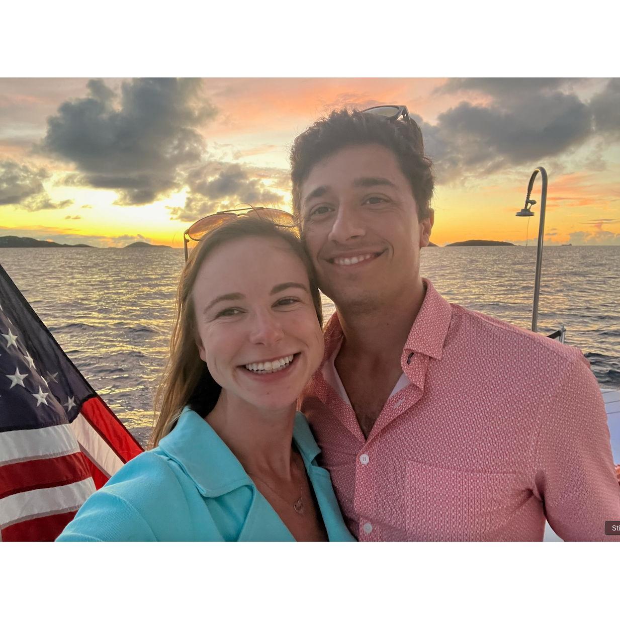 A sunset boat cruise in St. Thomas USVI