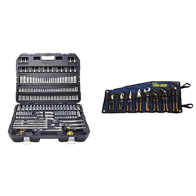 DEWALT (DWMT75049) Mechanics Tool Set, 192-Piece & IRWIN VISE-GRIP GrooveLock Pliers Set, 8-Piece (2078712)