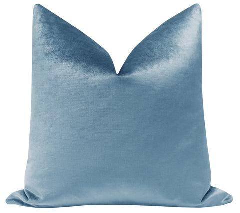 Faux Silk Velvet Pillow // Hydrangea Blue (26x26)