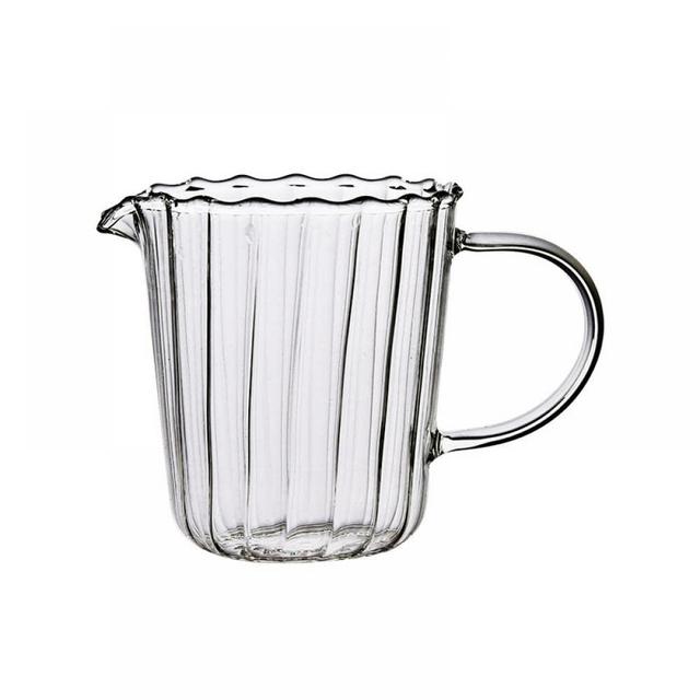 CHOOLD Elegant Wave Shaped Clear Glass Creamer Coffee Milk Creamer Pitcher/Serving Pitcher/Sauce Pitcher/Milk Creamer Jug for Kitchen 8.5 oz