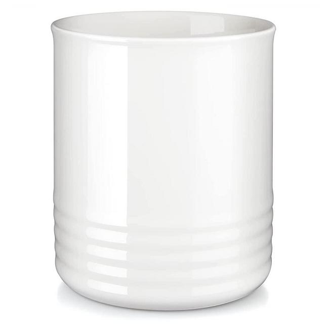 Farmhouse Utensil Holder for Countertop, 6.7″ Ceramic Kitchen Utensil Holder with Cork Base, Steady Kitchen Utensil Holder for Home Kitchen Decor, for Kitchen Tools, Christmas Gift, White