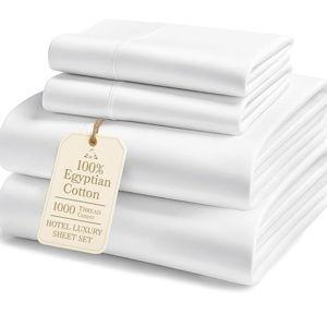 100% Egyptian Cotton Sheets King Size, White