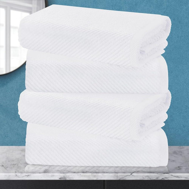 VOOVA & MOVAS White Hand Towels, Luxury Hand Towels 4 Pack, Large 18 x 28, 100% Cotton | Thick | Quick Dry | Soft, Perfect for Daily Use & Gifting, with Gift Box Packaging