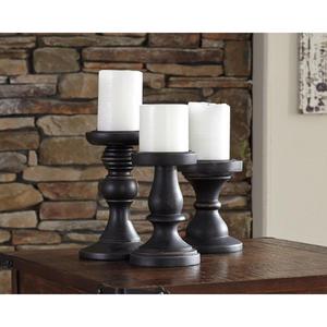3 Piece Wood Candlestick Set - Black