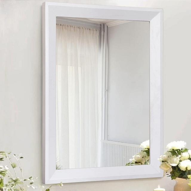 AAZZKANG Rustic Wall Mirror 20"x16" Decorative Wood Framed Mirror Farmhouse Bedroom Bathroom Hanging Mirror Wall Decor Rectangle