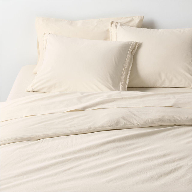 Favorite Washed Organic Cotton Undyed Eyelash King Duvet Cover