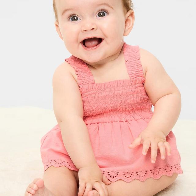 Printed Ruffled Smocked Romper for Baby