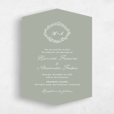Green Diamond Wedding Invitation - Leda Portrait