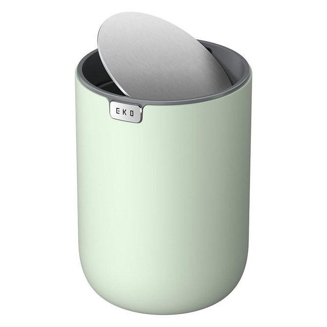 EKO Fandy 0.58 Gal/2.2L Mini Trash Can with Lid, Swing-Top Desktop Trash Can for Bathroom, Countertop, Vanity, Desk or Office, Small Garbage Bin (Sage)