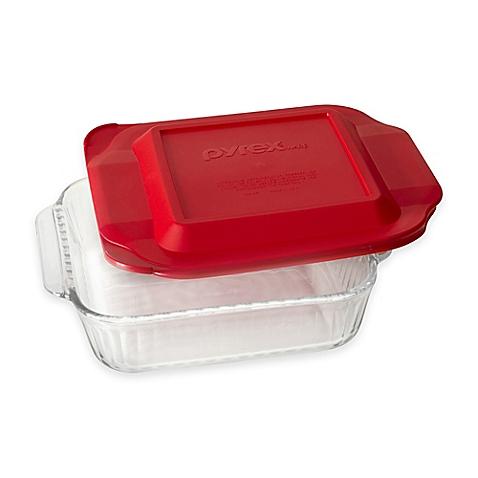 Pyrex® Glass 2 qt. Sculpted Baker with Red Lid