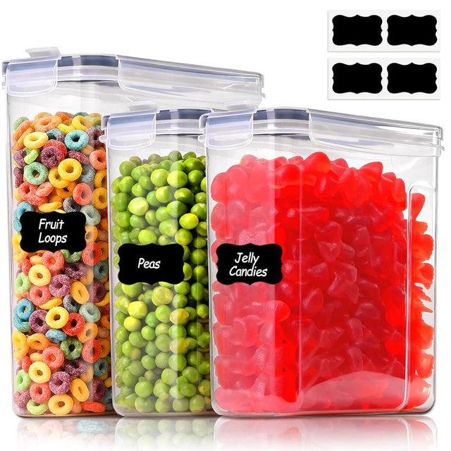 ComSaf Cereal Containers Storage Set (6L / 4L), Airtight Food Storage Containers for Pet Food Nuts,Cereal Dispenser for Kitchen Pantry Organization