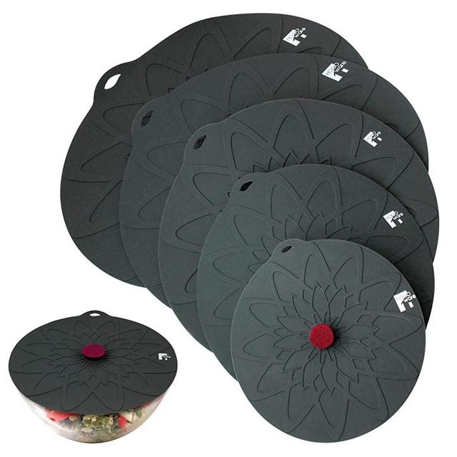 HOGOware - 5 Silicone Suction Lids Lid Set, Dark Gray