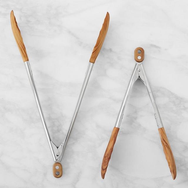 Williams Sonoma Tongs Set of 2, 9-Inch and 12-Inch, Olivewood