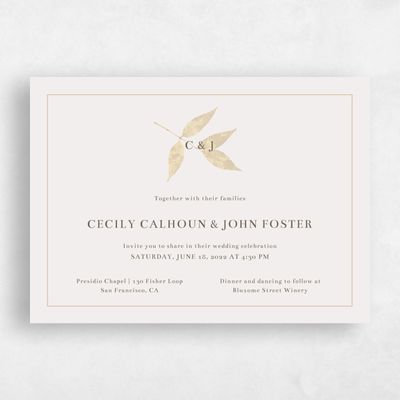Brown Greenery Wedding Invitation - Leia Stamp