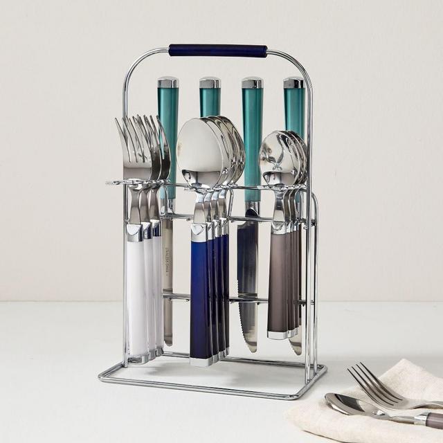 Flatware Caddy Set, Temptation Summer Pure Colors- 16Pc Flatware Set