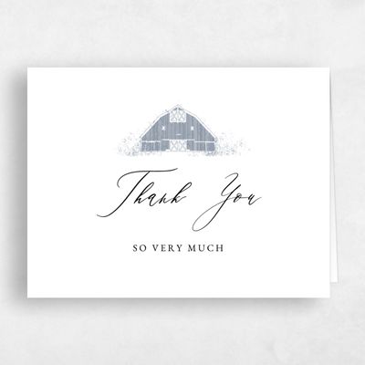 Periwinkle Gray, Grey Wedding Thank You - Alder Barn