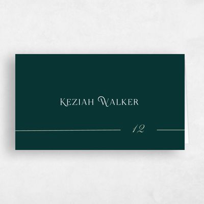 Dark Emerald, Green Wedding Place Card - Hartington